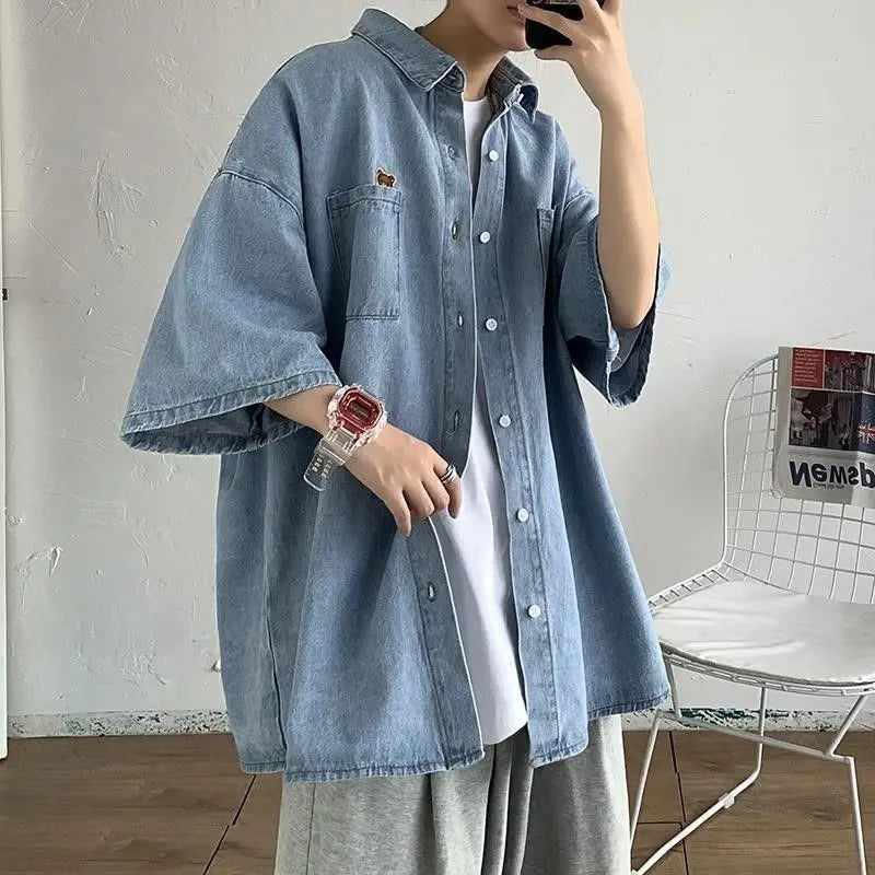 Chemise à manches courtes élégante style hip-hop rétro japonais