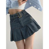 Y2K Denim High Waist Belted Skirt