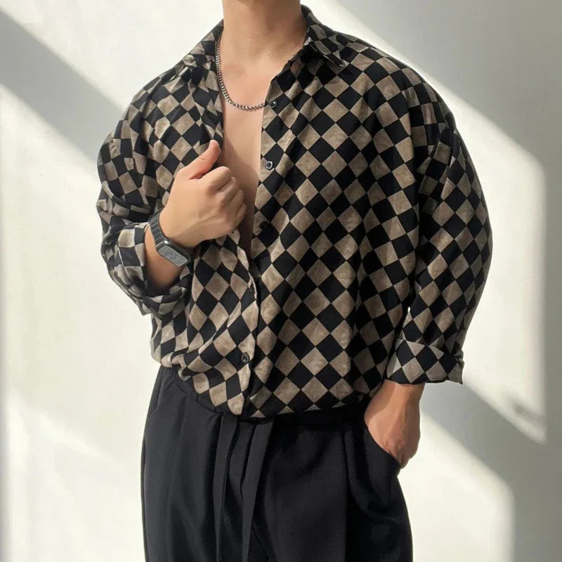 Chemise à manches longues rétro classique et tendance, coupe ample
