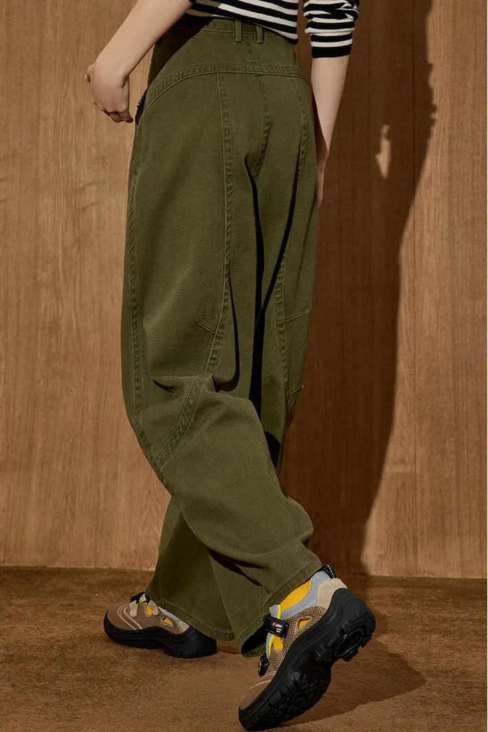 Vintage Deconstructed Utility Wide Leg Jeans