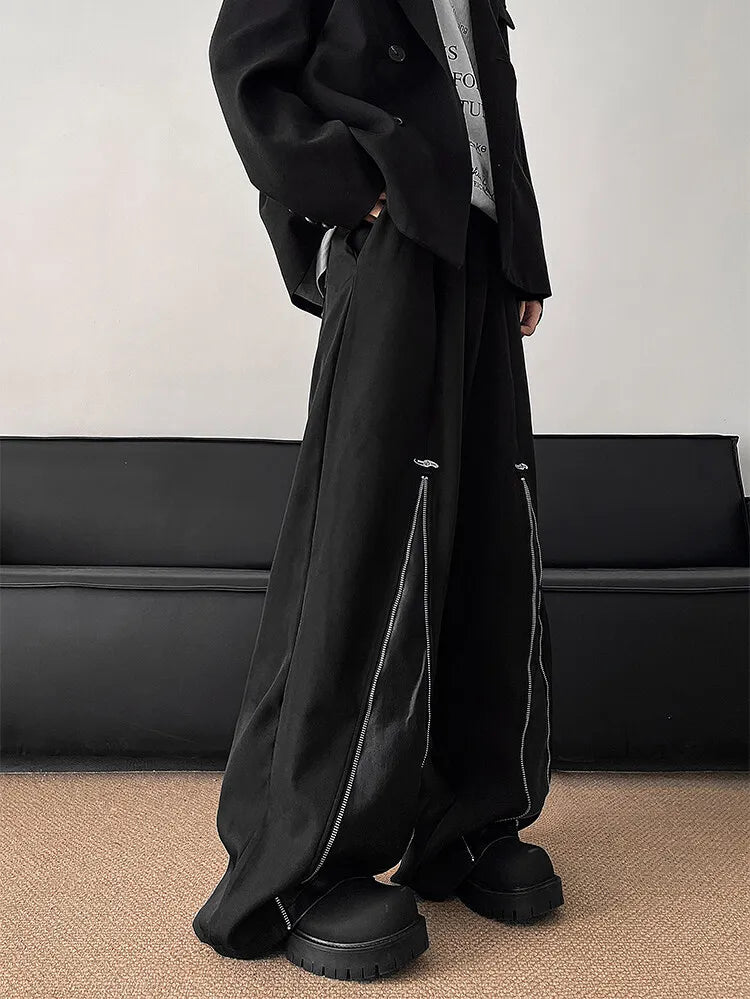 Men's Modern Patchwork Wide Leg Leather Pants