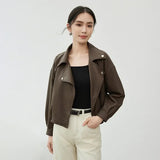 Stylish Faux Long Sleeve Leather Jacket