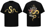 Y2K Python Flower Graphic Printed Cotton T-Shirt