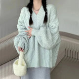 Vintage Oversized V-neck Knitted Sweater