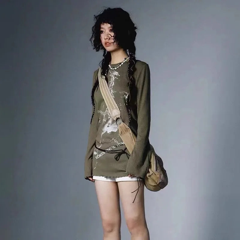 Grunge Y2K Gothic Knitted Women's Top