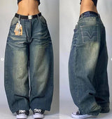 Y2K Embroidered Wide-Leg Jeans