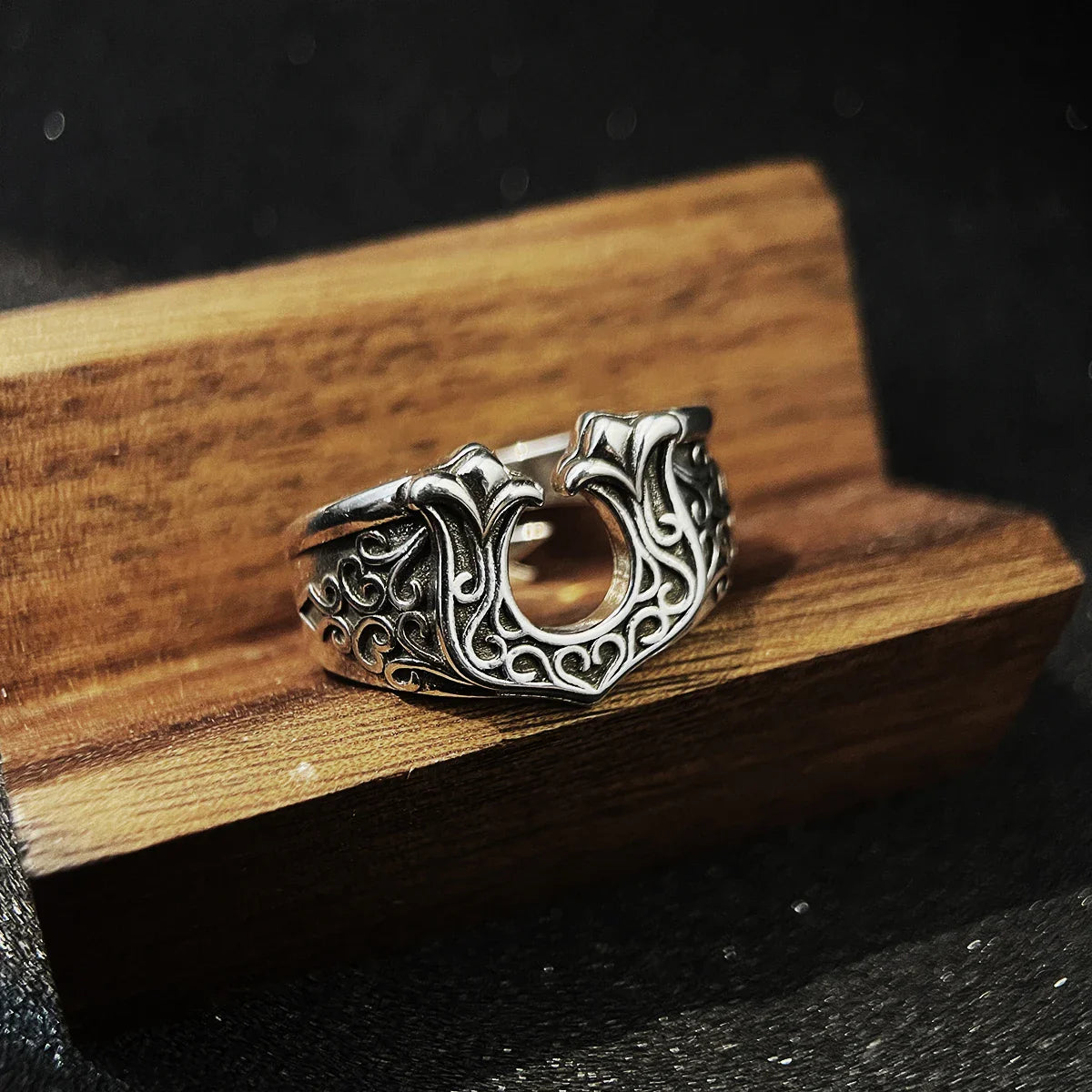 Gothic Adjustable Lucky Horseshoe Ring