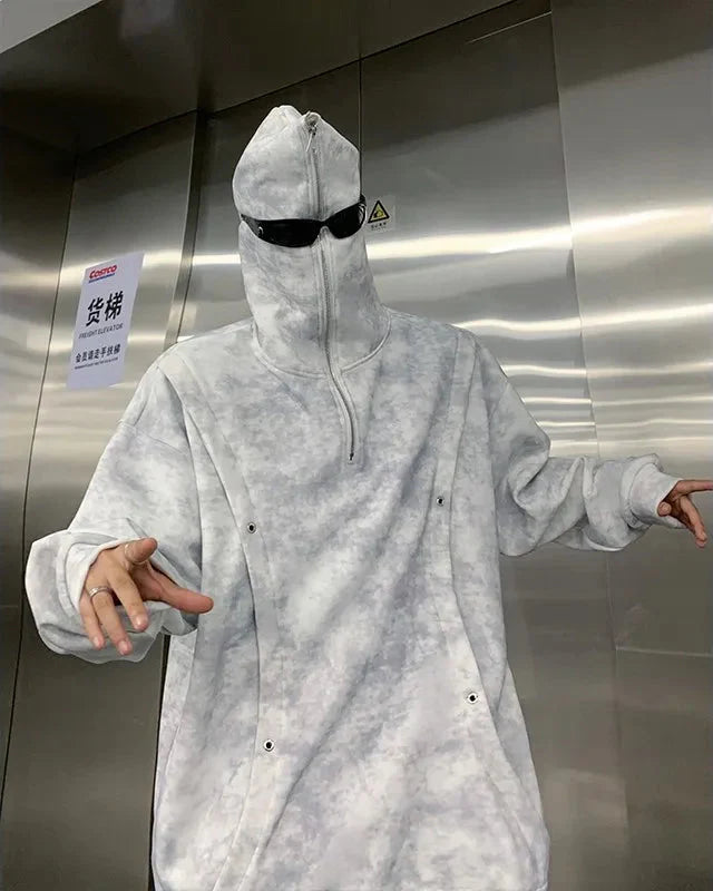 Streetwear Tie Dye Printed Fleece Hoodie