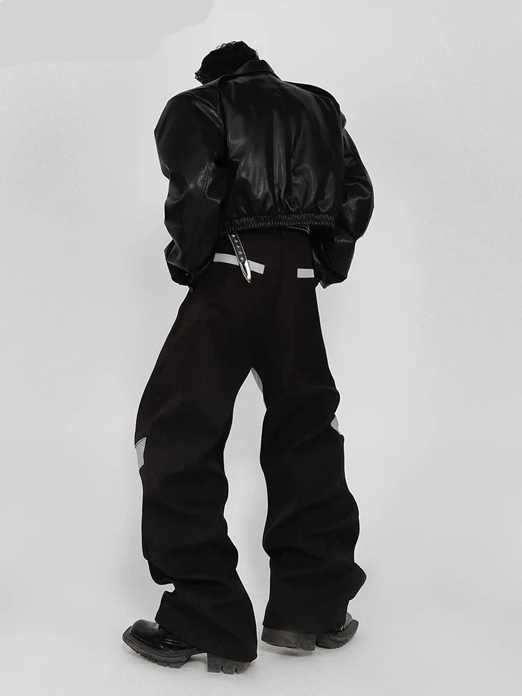 Streetwear Long-lasting Luxury Patchwork Leather Pants