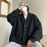 Lässige Herren-Strickjacke im koreanischen Herbststil, einfarbig