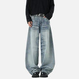 Korean Style Washing Moustache Effect Denim Jeans