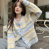 Damen Cool Relax Soft Striped Cardigan