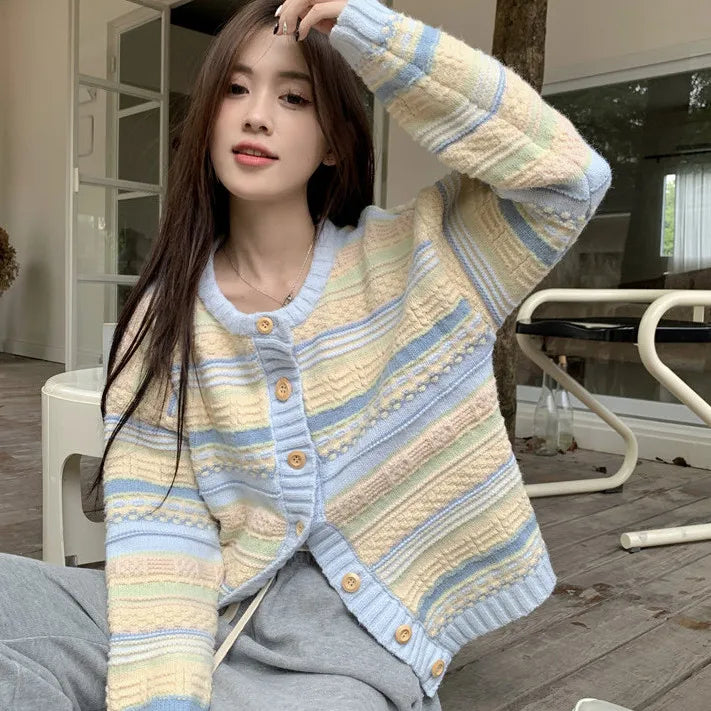 Damen Cool Relax Soft Striped Cardigan