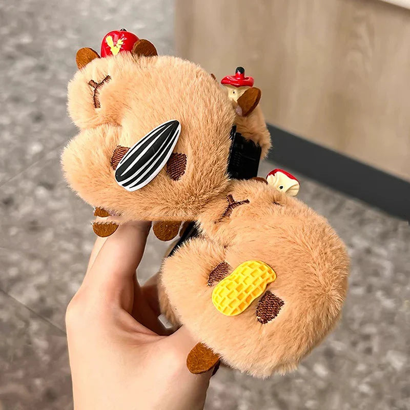 Adorable Cartoon Capybara Plush Hair Clips