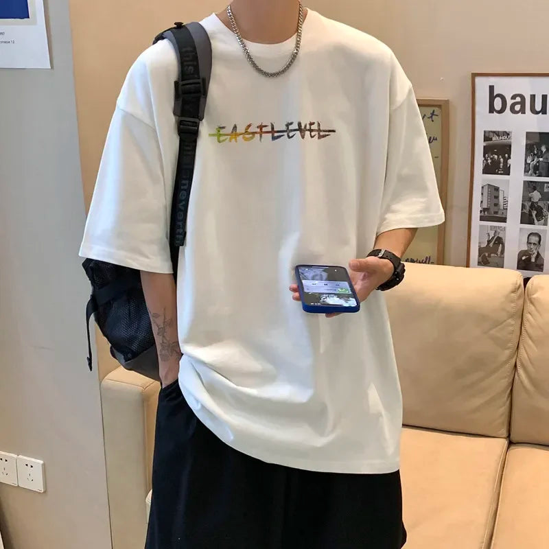Trendy Korean Style Graphic Cotton T-Shirt