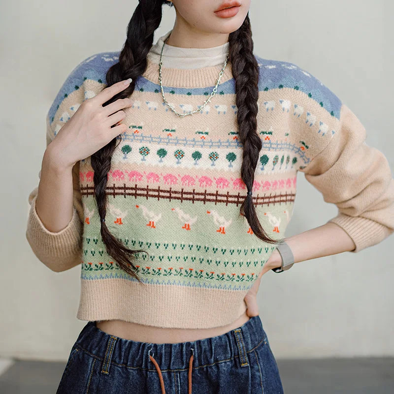 Cute Versatile Animal Print Sweater