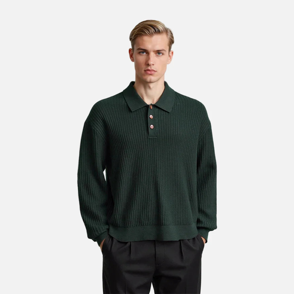 Insulated Slim Fit Knitted Polo Sweater