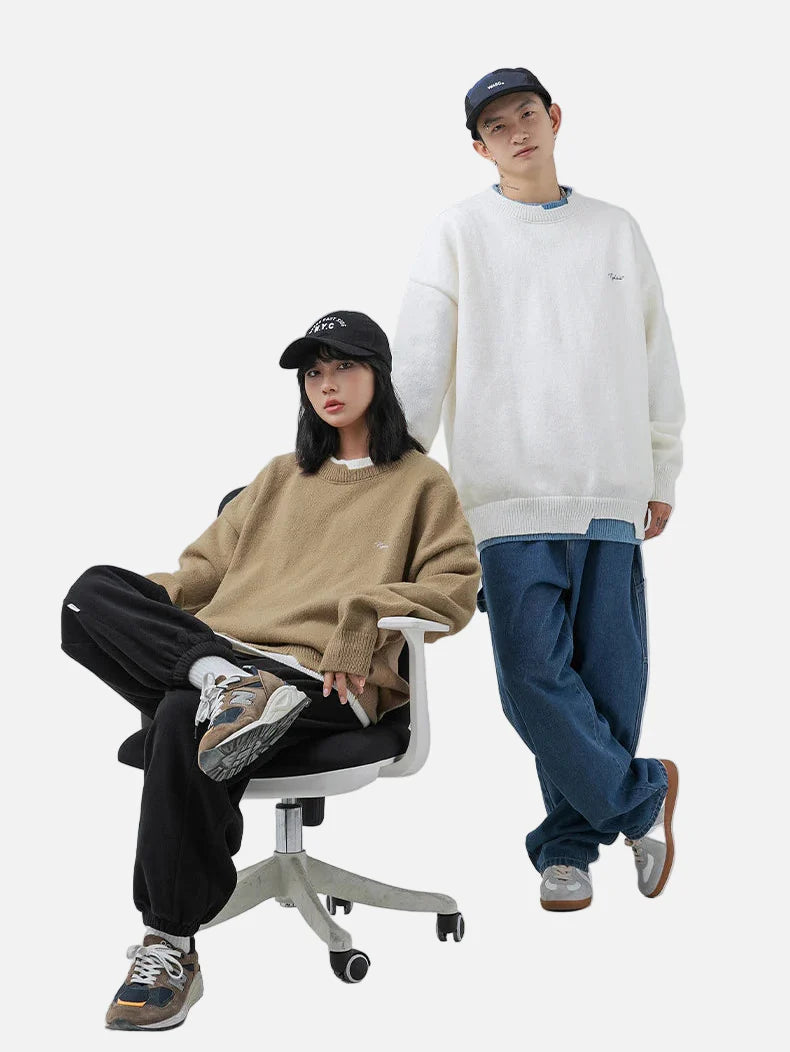 Pull en maille déchirée patchwork unicolore Y2K