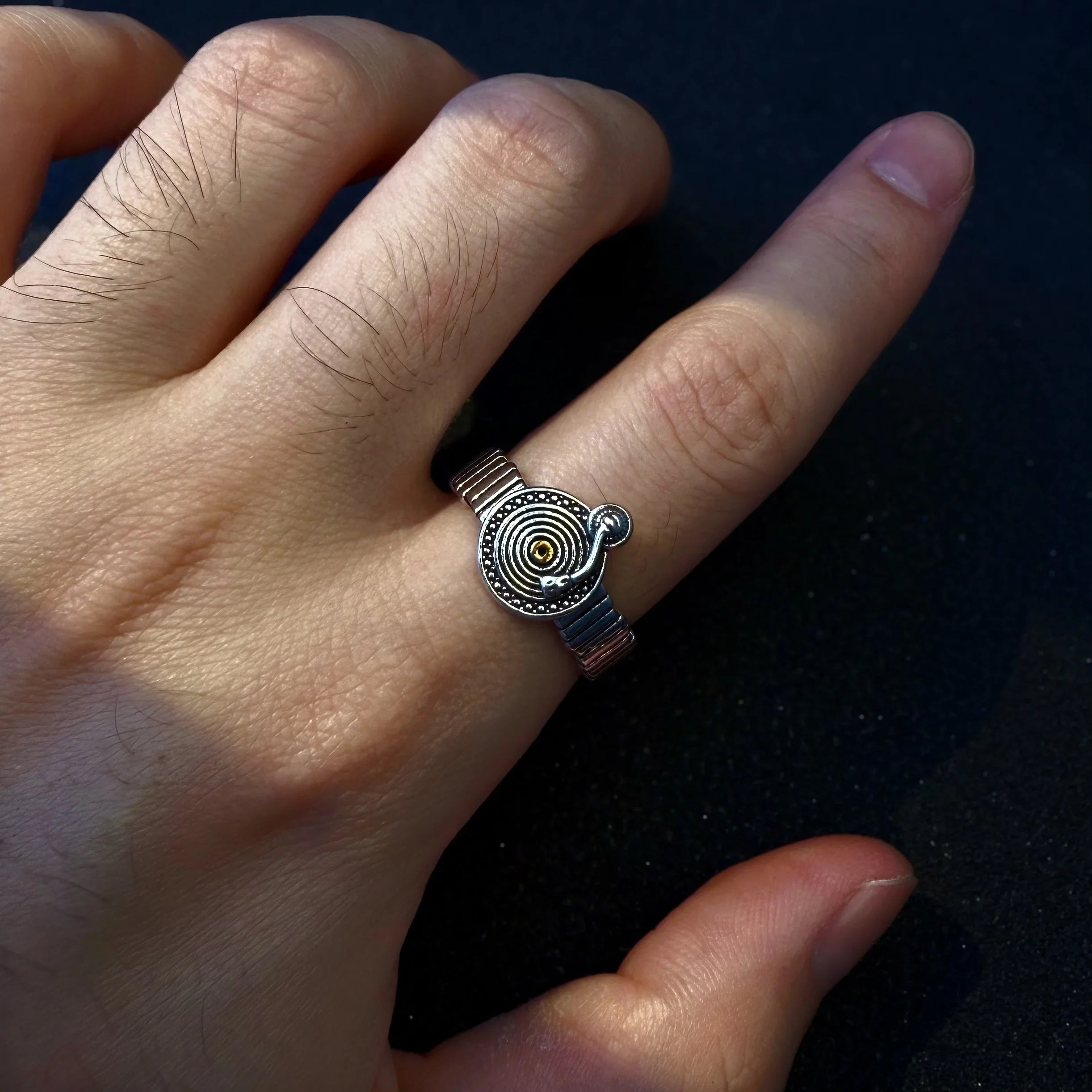 Vintage Vinyl Record Adjustable Open Ring