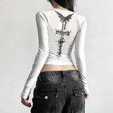 ゴシック ダークアクビ プリント長袖Tシャツ