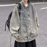 Streetwear Vintage Distressed Zippers Denim Jacket