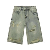 Breathable Vintage Ripped Knee Denim Jorts