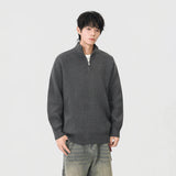 Cozy Mock Neck Half Zipper Waffle Knit Sweater