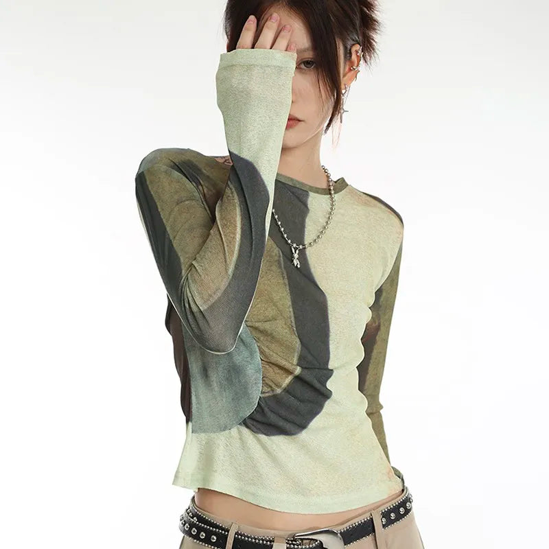 Grunge Cyber Y2K Patchwork Women's Top