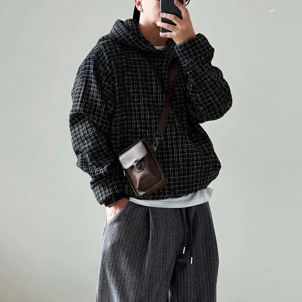 Men's Cool Vintage Rugged Weave Hooded Sweater