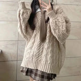 Vintage Oversized V-neck Knitted Sweater