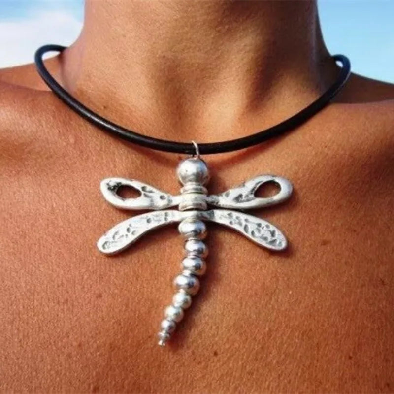 Dragonfly Metal Pendant Bohemian Choker Necklace