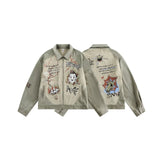 Breathable Chines Style Oversized Patchwork Denim Jacket