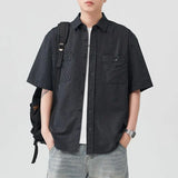 Chemise rayée à manches courtes, polyvalente et décontractée, style streetwear