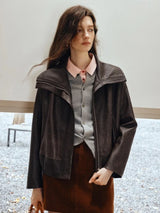 Stylish Turn Down Collar Faux Leather Jacket