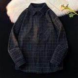 Chemise en velours côtelé à carreaux rétro hip-hop pour homme