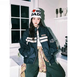 Streetwear Y2K Colorful Retro Striped Leather Jacket