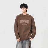 Cozy Winter Letter Print Crew Neck Knitted Sweater