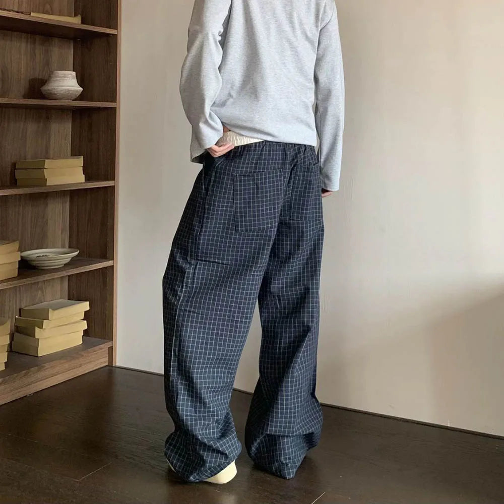 American Contrasting Plaid Straight Leg Sweatpants