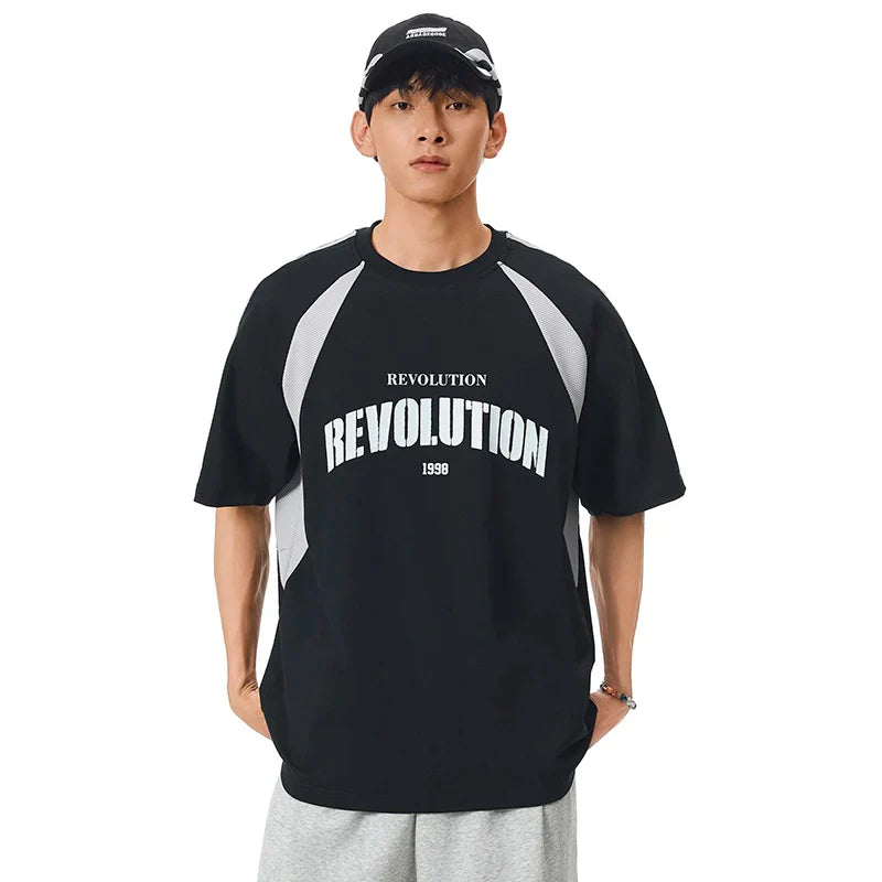 Casual Mesh Splice Printed Cityboy T-Shirt