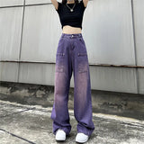 Women's Purple Loose Cargo Pants