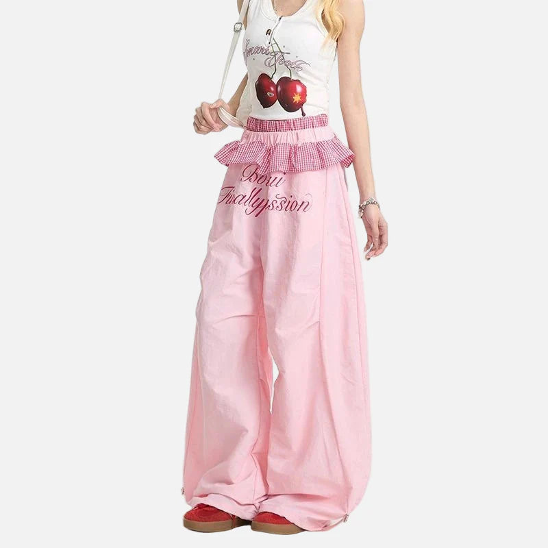 Trendy Embroidered Scimitar Wide Leg Jogger