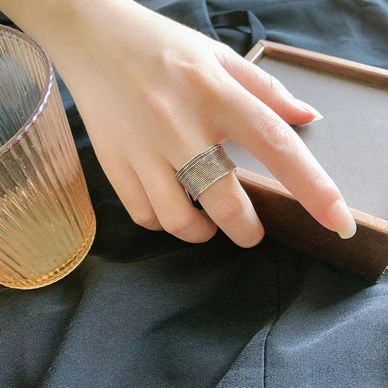 Vintage Thai Silver Tree Bark Texture Ring