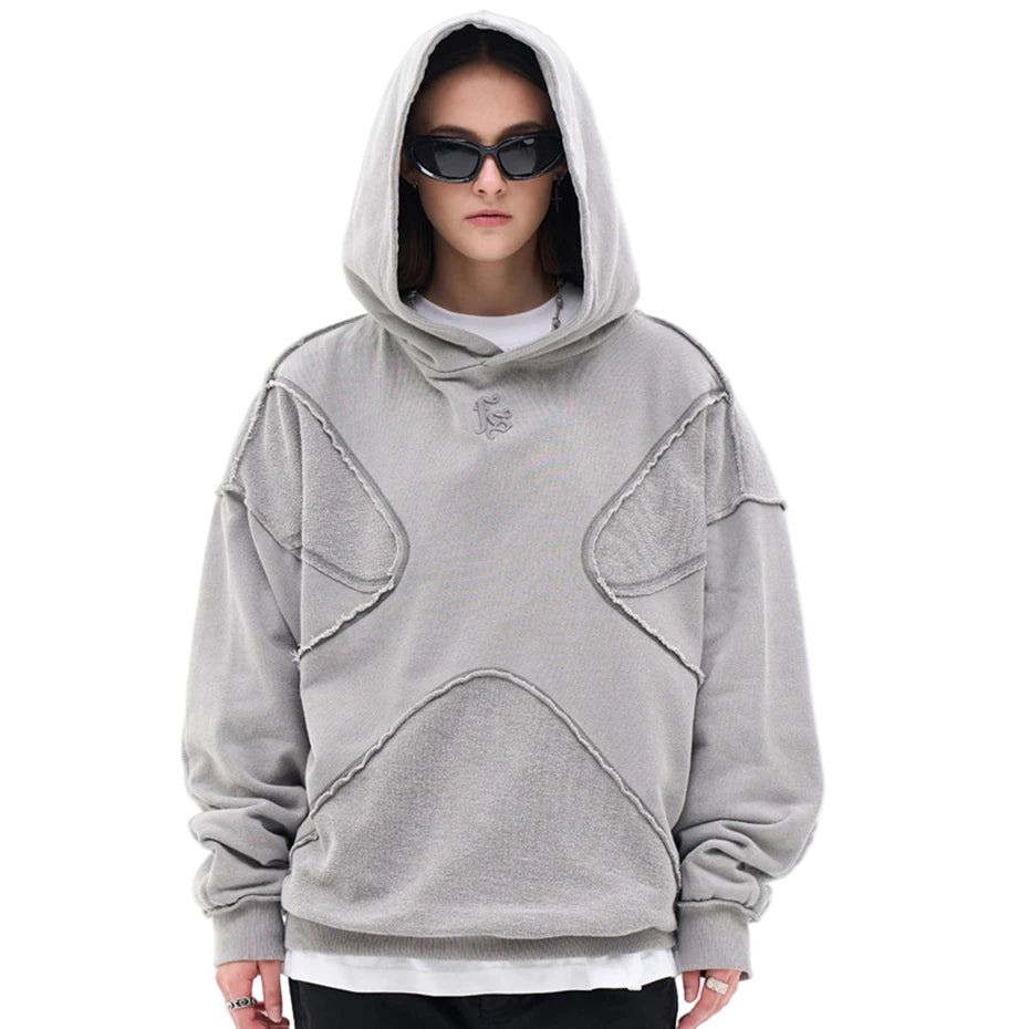 Faded Patchwork Oversized Hoodie