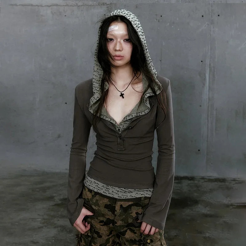 Grunge Aesthetics Hooded Vintage Hoodie
