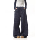 Elevated Y2k Blue Plaid High Waist Wide Leg Pants