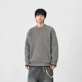 Y2K Cozy Crew Neck Waffle Knit Sweater