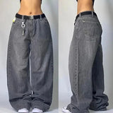 Y2K Embroidered Wide-Leg Jeans
