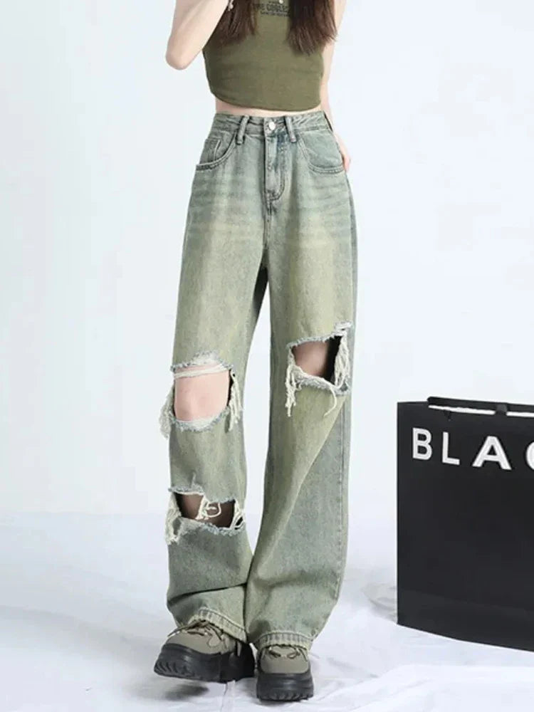 Y2K Streetwear Vintage American Style High Waist Jeans