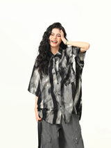 Chemise élégante à revers tie-dye dégradé