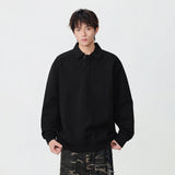 Classic Loose Fit Long Sleeve Polo Sweatshirt